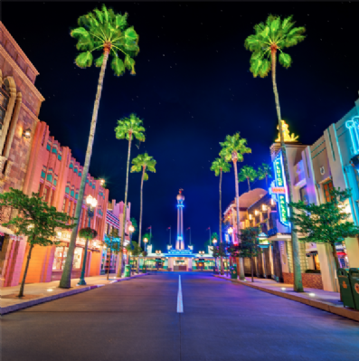 Sunset on Hollywood Boulevard